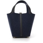 Hermès Bleu Nuit Feutre Wool and Black Swift Picotin Lock 18 Gold Hardware - Image 4